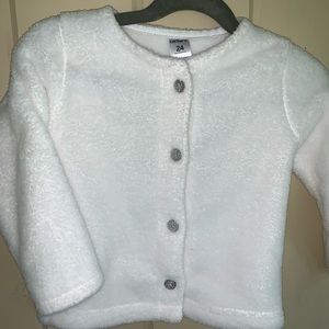 Girls White Snowball Polar Fleece Cardigan
